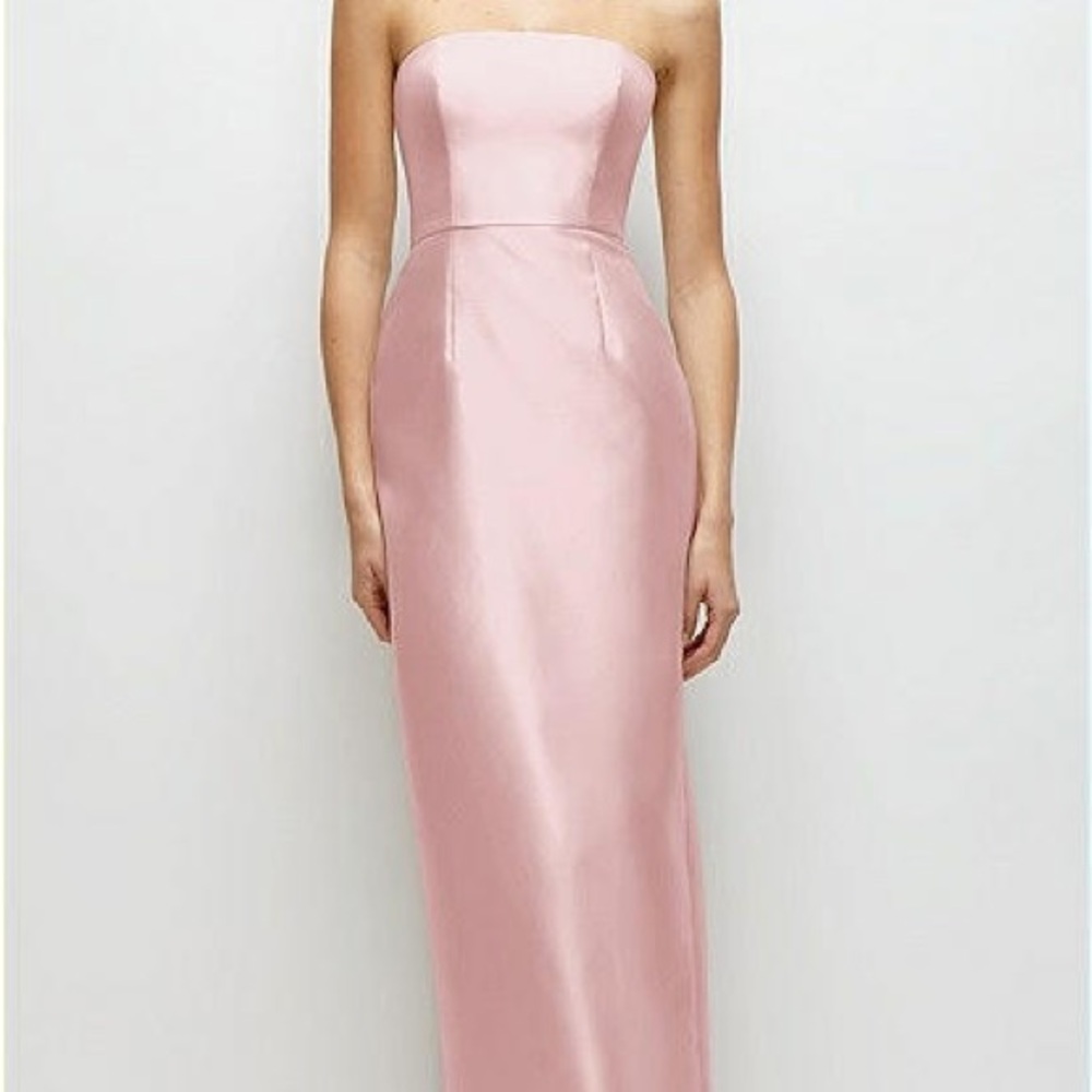 Dessy Collection Strapless Satin Column Dress in Ballet Pink
